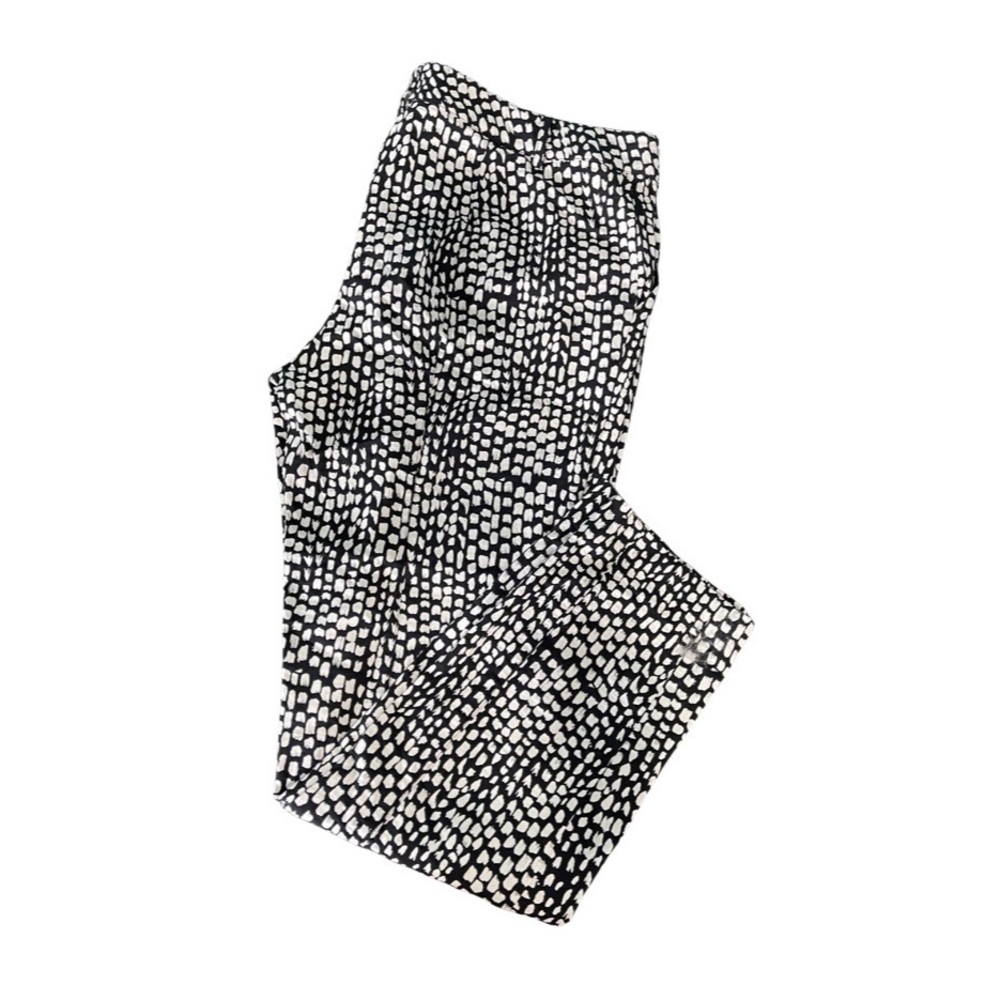 St. John “Jennifer” ankle pants in black & ivory spotted print